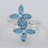 925 Sterling Silver Blue Topaz Ring