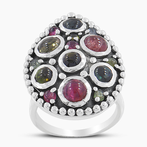 925 Silver Multi Tourmaline Rings