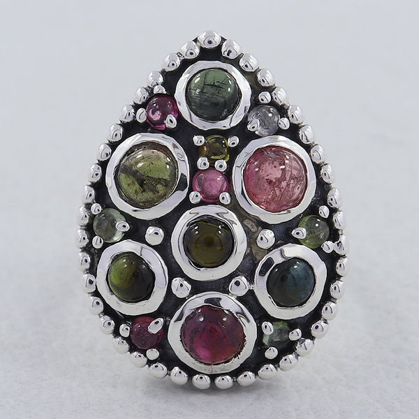 925 Silver Multi Tourmaline Rings