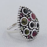 925 Silver Multi Tourmaline Ring