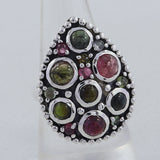 925 Silver Multi Tourmaline Ring