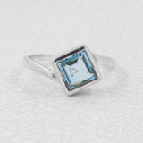 925 Sterling Silver Blue Topaz Ring