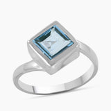 925 Sterling Silver Blue Topaz Ring