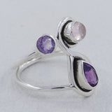 Amethyst & Rose Quartz Silver Rings