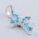 Holy Cross Blue Topaz Silver Pendants