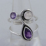 Amethyst & Rose Quartz Silver Rings