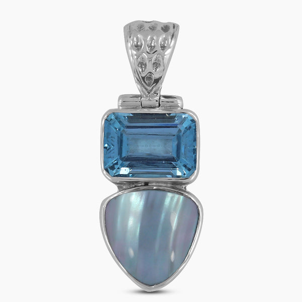 Mabe Pearl & Blue Topaz Silver Pendants