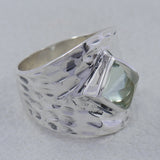 925 Silver Green Amethyst Ring