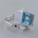 925 Sterling Silver Blue Topaz Rings