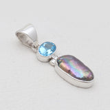 Fresh Water Pearl & Blue Topaz Silver Pendants