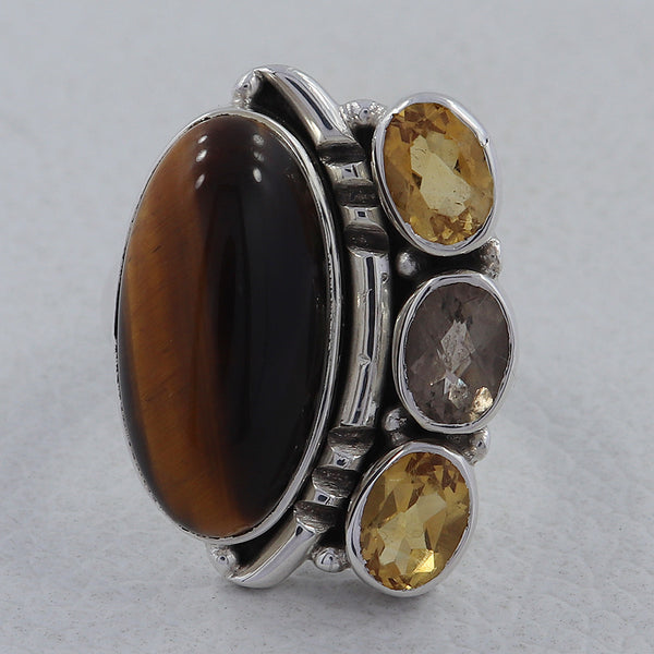 925 Sterling Silver Tiger Eye Rings