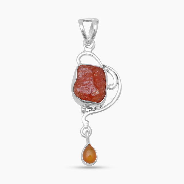 925 Sterling Silver Fanta Garnet Pendants