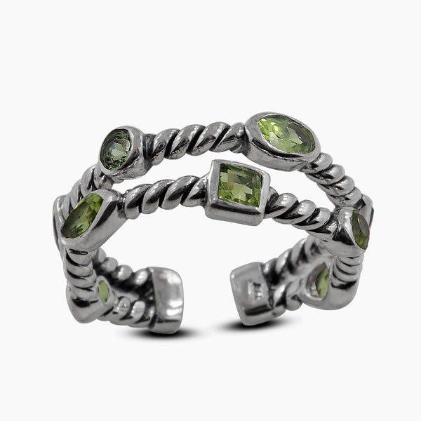 Natural Peridot Silver Rings