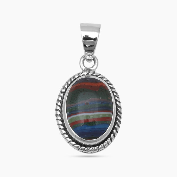 Rainbow Calsilica Silver Pendants