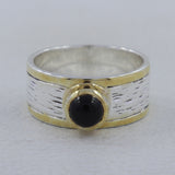 925 Sterling Silver Two Tone Black Onyx Rings