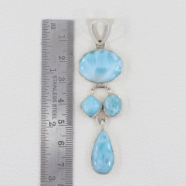 925 Sterling Silver Natural Larimar Pendants