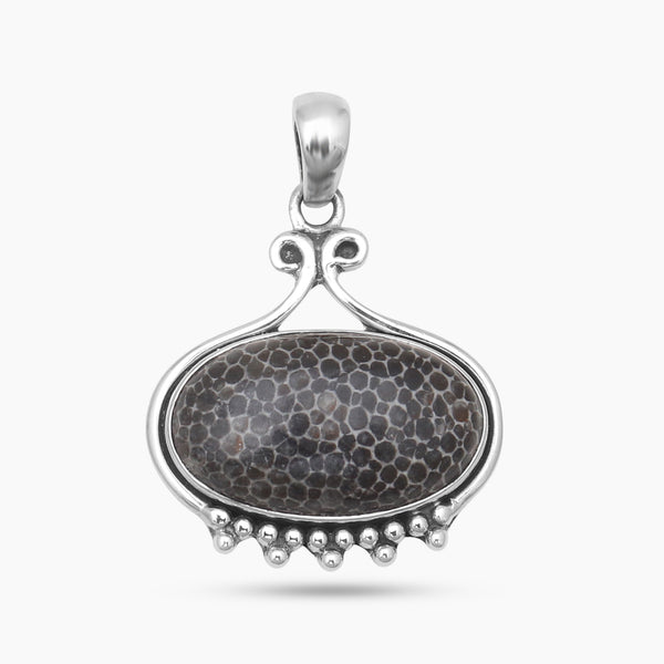 Black Coral Silver Pendants