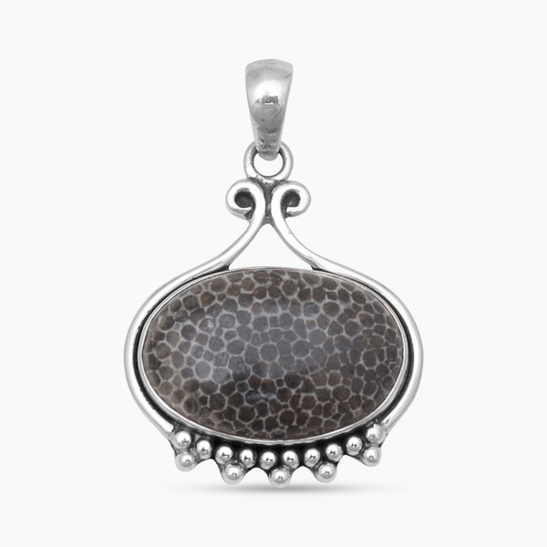 Black Coral Silver Pendants