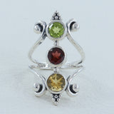 Multi-Gemstones Designer Ring in 925 Sterling Silver