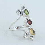 Multi-Gemstones Designer Ring in 925 Sterling Silver