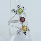 Multi-Gemstones Designer Ring in 925 Sterling Silver