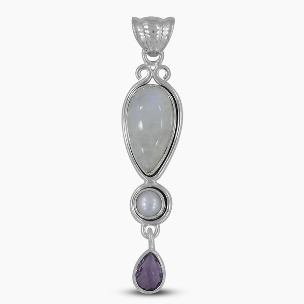 Rainbow Moonstone Silver Pendants