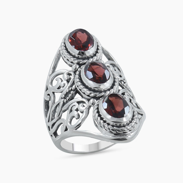Garnet Silver Rings