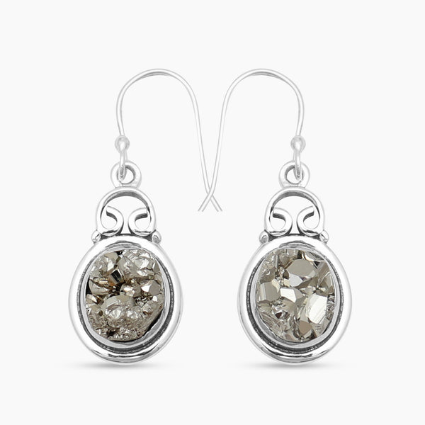 925 Sterling Silver Pyrite Earrings