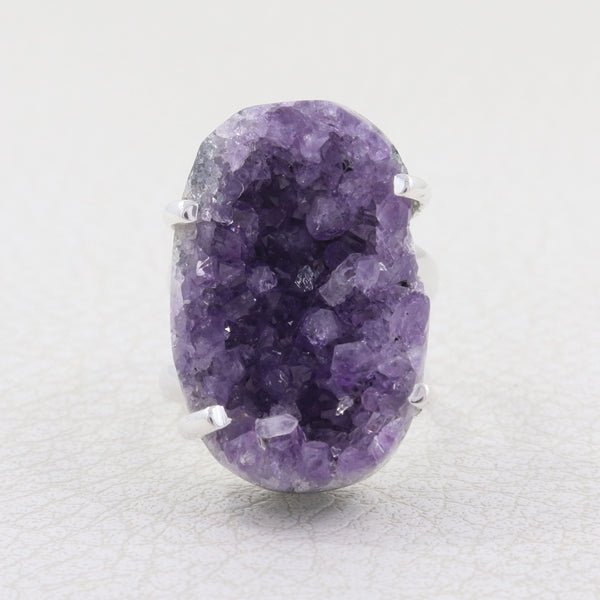 Amethyst Druzy Silver Ring