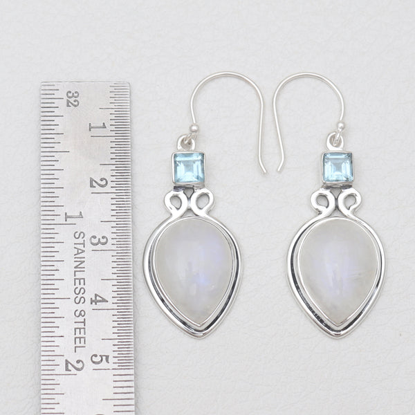 925 Sterling Silver Rainbow Moonstone Earrings