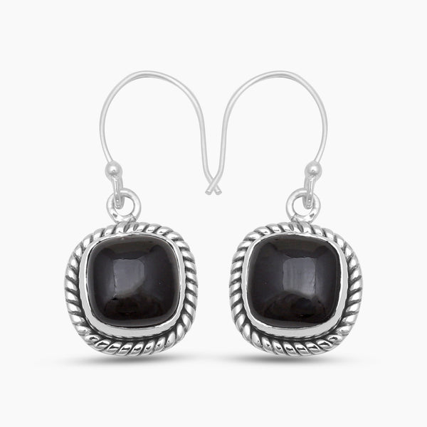 Black Onyx Silver Earrings