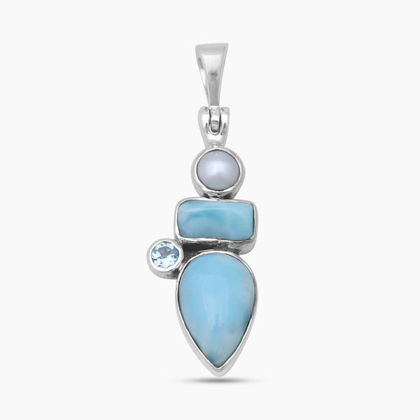 925 Silver Larimar & Blue Topaz Pendants