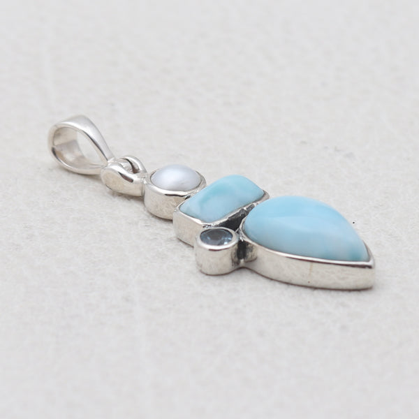925 Silver Larimar & Blue Topaz Pendants