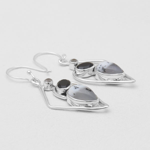 Dendritic Opal Silver Earrings