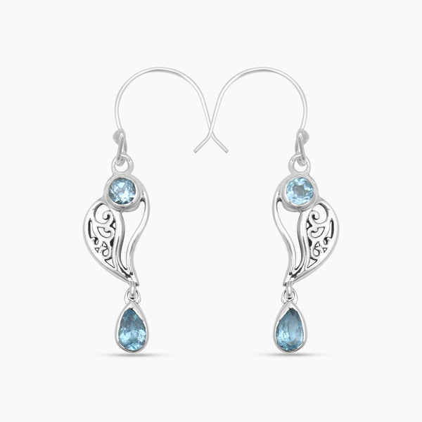 Blue Topaz Silver Earrings