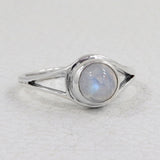 Natural Rainbow Moonstone Silver Ring