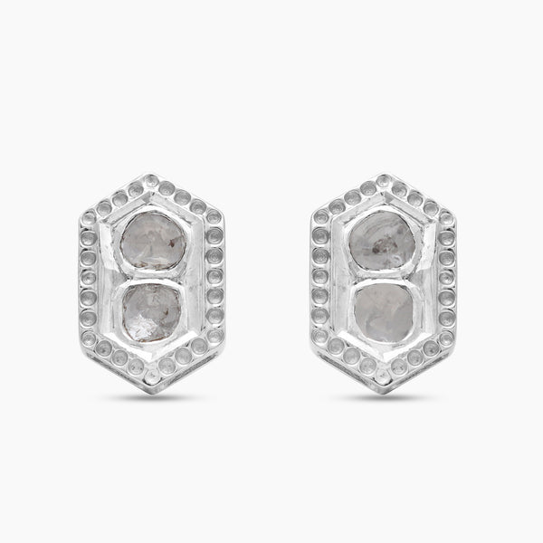 925 Sterling Silver Uncut Diamond Earrings