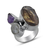 Rough Bear Quartz Silver Rings