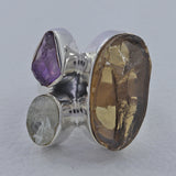 Rough Bear Quartz Silver Rings