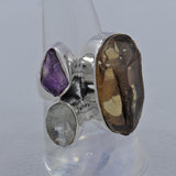 Rough Bear Quartz Silver Rings