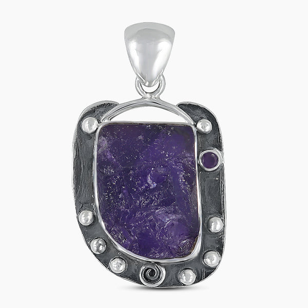 925 Silver Raw Shungite Pendants