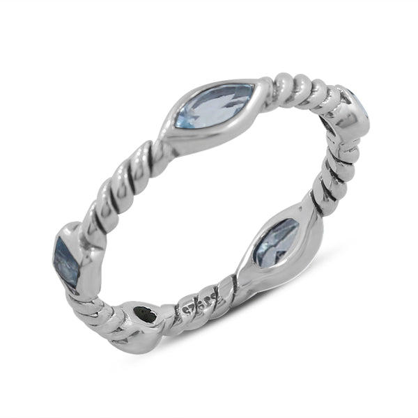 925 Sterling Silver Blue Topaz Ring