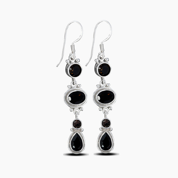 Smoky Quartz Silver Earrings