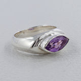 Amethyst Marquise cut Silver Ring