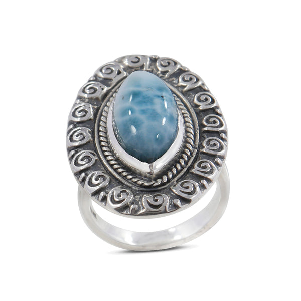 925 Sterling Silver Larimar Ring