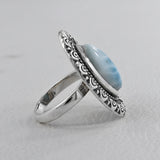 925 Sterling Silver Larimar Ring