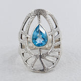 925 Sterling Silver Blue Topaz Rings