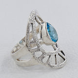 925 Sterling Silver Blue Topaz Rings
