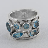 925 Sterling Silver Blue Topaz Rings