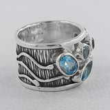 925 Sterling Silver Blue Topaz Rings